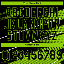 Load image into Gallery viewer, Custom Black Neon Green-White 3D Pattern Diagonal Stripe Halftone Performance T-Shirt