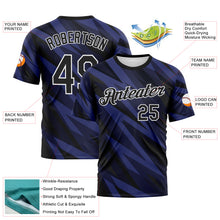 Load image into Gallery viewer, Custom Black Purple-White 3D Pattern Jagged Stripe Lightning Bolt Performance T-Shirt