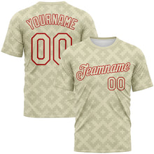 Laden Sie das Bild in den Galerie-Viewer, Custom City Cream-Red 3D Pattern Geometric Diamond Subtle Grid Performance T-Shirt