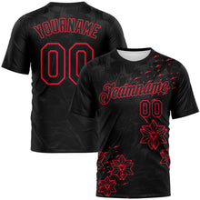 Load image into Gallery viewer, Custom Black-Fire Red 3D Pattern Geometric Star Smoke Effect Performance T-Shirt