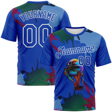 Laden Sie das Bild in den Galerie-Viewer, Custom Thunder Blue-White 3D Pattern Paint Splash Basketball Graffiti Style Performance T-Shirt