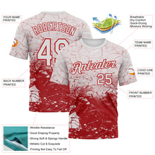 Load image into Gallery viewer, Custom White-Red 3D Pattern Cracked Ink Grunge Jazz Style Performance T-Shirt