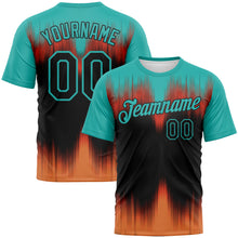 Load image into Gallery viewer, Custom Aqua Black-Bay Orange 3D Pattern Bermuda Playa Fade Effect Performance T-Shirt
