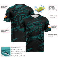 Load image into Gallery viewer, Custom Black-Teal 3D Pattern Lava Splash Ink Wash Performance T-Shirt