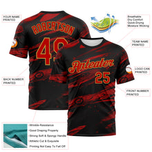 Load image into Gallery viewer, Custom Black Red-Old Gold 3D Pattern Lava Splash Ink Wash Performance T-Shirt