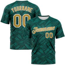 Load image into Gallery viewer, Custom Midnight Green Old Gold Teal-White 3D Pattern Tribal Ethnic Design Performance T-Shirt