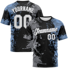 Charger l'image dans la galerie, Custom Gray White Black-Light Blue 3D Pattern Ink Splash Duotono Style Performance T-Shirt