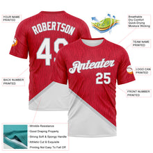 Load image into Gallery viewer, Custom Red White-Gray 3D Pattern Subtle Diagonal Split Performance T-Shirt