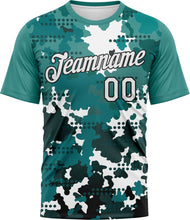 Загрузить изображение в средство просмотра галереи, Custom White Teal-Black 3D Pattern Camouflage Performance T-Shirt