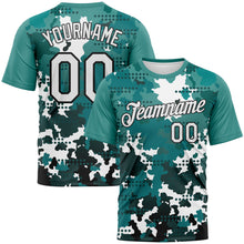 Загрузить изображение в средство просмотра галереи, Custom White Teal-Black 3D Pattern Camouflage Performance T-Shirt