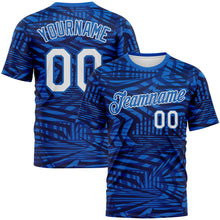 Load image into Gallery viewer, Custom Navy White Royal-Blue 3D Pattern Hard Slash Abstract Geometric Performance T-Shirt