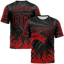 Load image into Gallery viewer, Custom Black-Red 3D Pattern Dragon Fire Flame Performance T-Shirt
