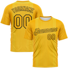 Load image into Gallery viewer, Custom Gold-Black 3D Pattern Vertical Stripe Performance T-Shirt