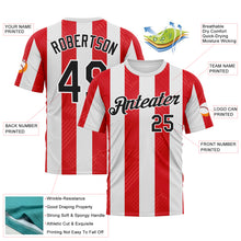 Load image into Gallery viewer, Custom Red Black-White 3D Pattern Vertical Stripe Classic Performance T-Shirt