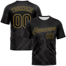 Загрузить изображение в средство просмотра галереи, Custom Black-Old Gold 3D Pattern Tonal Brush Subtle Grunge Performance T-Shirt