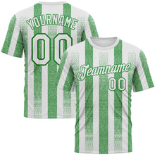 Load image into Gallery viewer, Custom White-Grass Green 3D Pattern Vertical Stripe Grunge Texture Classic Performance T-Shirt