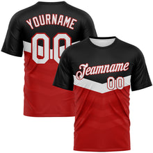Charger l'image dans la galerie, Custom Black White-Red 3D Pattern Chevron Stripe Fade Effect Performance T-Shirt