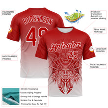 Load image into Gallery viewer, Custom Red-White 3D Pattern Azteca Degrade Effect Performance T-Shirt
