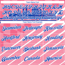 Charger l'image dans la galerie, Custom Neon Pink Thunder Blue-White 3D Pattern Munich Skyline Diagonal Stripe Performance T-Shirt