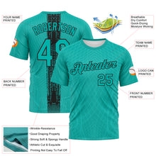 Загрузить изображение в средство просмотра галереи, Custom Aqua-Black 3D Pattern Geometric Diamond Performance T-Shirt