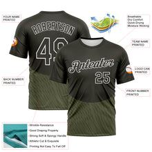 Load image into Gallery viewer, Custom Olive-White 3D Pattern Geometric Wave Lineal Performance T-Shirt