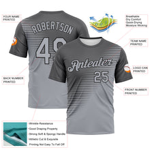 Load image into Gallery viewer, Custom Steel Gray Gray-Black 3D Pattern Diagonal Color Block Classic Performance T-Shirt