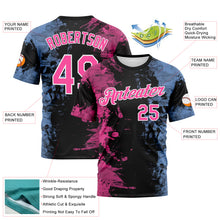 Laden Sie das Bild in den Galerie-Viewer, Custom Pink Black Light Blue-White 3D Pattern Ink Splash Duotono Style Performance T-Shirt