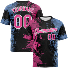 Laden Sie das Bild in den Galerie-Viewer, Custom Pink Black Light Blue-White 3D Pattern Ink Splash Duotono Style Performance T-Shirt