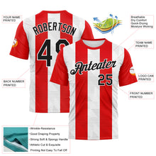 Загрузить изображение в средство просмотра галереи, Custom White Black-Fire Red Stripe Sportswear Performance T-Shirt