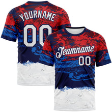 Load image into Gallery viewer, Custom Red White Blue-Navy Distressed Abstract Paint Stroke Performance T-Shirt