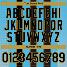 Laden Sie das Bild in den Galerie-Viewer, Custom Blue Black-Old Gold Stripe Dot Halftone Sportswear Performance T-Shirt