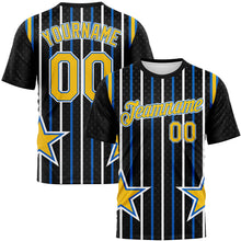 Laden Sie das Bild in den Galerie-Viewer, Custom Black Yellow Blue-White Stripe And Star Sportswear Performance T-Shirt