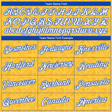 Laden Sie das Bild in den Galerie-Viewer, Custom Gold White-Thunder Blue Geometric Sportswear Performance T-Shirt