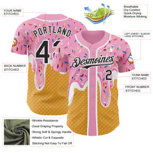 Загрузить изображение в средство просмотра галереи, Custom Light Pink Black Yellow-White Foodie Food Dessert Melting Cream Waffle Grid Authentic Baseball Jersey