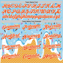 Загрузить изображение в средство просмотра галереи, Custom Electric Blue Orange Yellow-White Foodie Food Dessert Melting Cream Waffle Grid Authentic Baseball Jersey