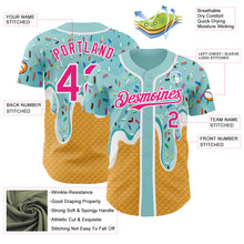 Load image into Gallery viewer, Custom Ice Blue Hot Pink Yellow-White Foodie Food Dessert Melting Cream Waffle Grid Authentic Baseball Jersey