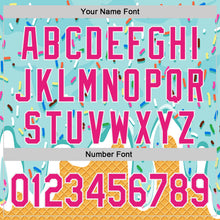 Load image into Gallery viewer, Custom Ice Blue Hot Pink Yellow-White Foodie Food Dessert Melting Cream Waffle Grid Authentic Baseball Jersey