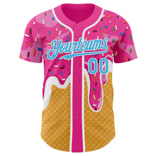 Charger l'image dans la galerie, Custom Pink Sky Blue Yellow-White Foodie Food Dessert Melting Cream Waffle Grid Authentic Baseball Jersey