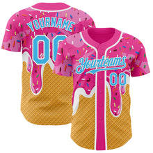Charger l'image dans la galerie, Custom Pink Sky Blue Yellow-White Foodie Food Dessert Melting Cream Waffle Grid Authentic Baseball Jersey