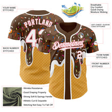 Загрузить изображение в средство просмотра галереи, Custom Brown White Yellow-Medium Pink Foodie Food Dessert Melting Cream Waffle Grid Authentic Baseball Jersey