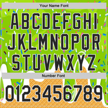 Загрузить изображение в средство просмотра галереи, Custom Neon Green Black Yellow-White Foodie Food Dessert Melting Cream Waffle Grid Authentic Baseball Jersey