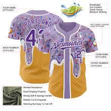 Загрузить изображение в средство просмотра галереи, Custom Light Purple Purple Yellow-White Foodie Food Dessert Melting Cream Waffle Grid Authentic Baseball Jersey