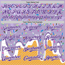 Загрузить изображение в средство просмотра галереи, Custom Light Purple Purple Yellow-White Foodie Food Dessert Melting Cream Waffle Grid Authentic Baseball Jersey