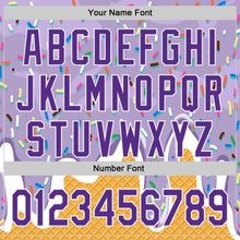 Загрузить изображение в средство просмотра галереи, Custom Light Purple Purple Yellow-White Foodie Food Dessert Melting Cream Waffle Grid Authentic Baseball Jersey
