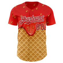Charger l'image dans la galerie, Custom Red Yellow-White Foodie Food Dessert Melting Cream Waffle Grid Authentic Baseball Jersey