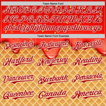 Charger l'image dans la galerie, Custom Red Yellow-White Foodie Food Dessert Melting Cream Waffle Grid Authentic Baseball Jersey