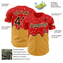Загрузить изображение в средство просмотра галереи, Custom Red Brown Yellow-Cream Foodie Food Dessert Melting Cream Waffle Grid Authentic Baseball Jersey