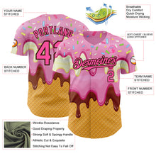 Загрузить изображение в средство просмотра галереи, Custom Light Pink Pink Yellow-Brown Foodie Food Dessert Melting Cream Waffle Grid Authentic Baseball Jersey
