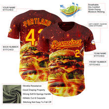 Charger l'image dans la galerie, Custom Red-Yellow Foodie Fast Food Burger Authentic Baseball Jersey