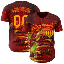 Charger l'image dans la galerie, Custom Red-Yellow Foodie Fast Food Burger Authentic Baseball Jersey